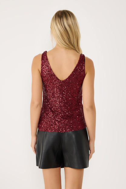 Paillettenbluse mit V-Ausschnitt