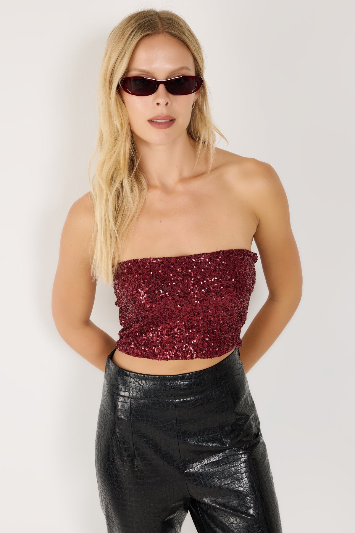 Paillettenbesetztes trägerloses Bustier