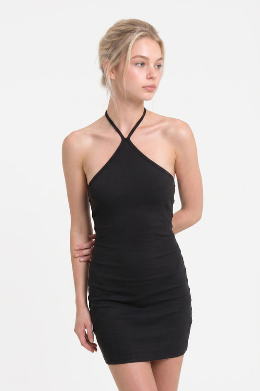 Krawattenhals Mini Kleid