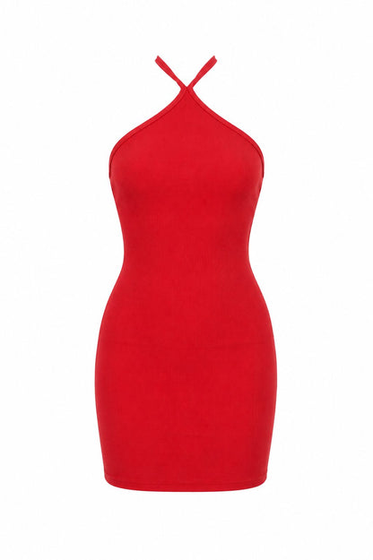 Krawattenhals Mini Kleid