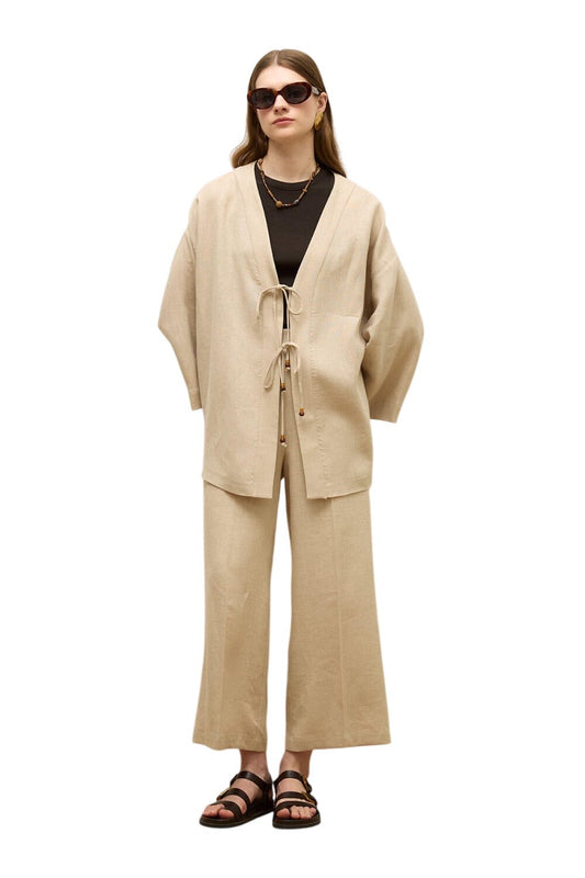 Braune Leinenhose mit Eisenflecken