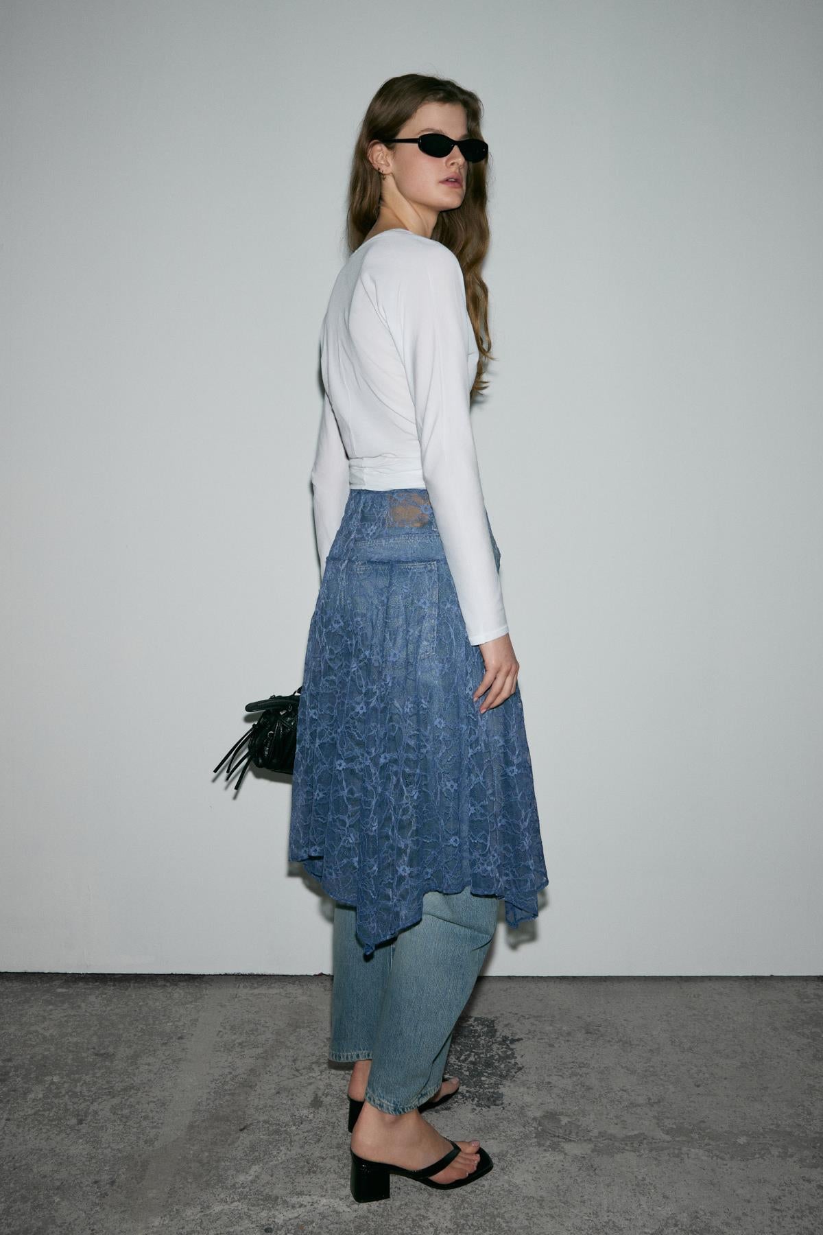 Damen Asymmetrischer Spitzenrock