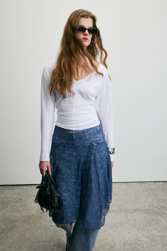 Damen Asymmetrischer Spitzenrock