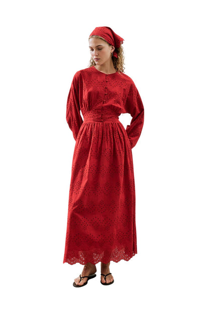 BEGESTICKTES KNOPFKLEID, SCHWARZ.