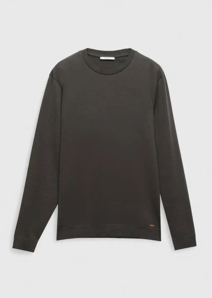 Braunes, schlichtes Sweatshirt mit Rundhalsausschnitt