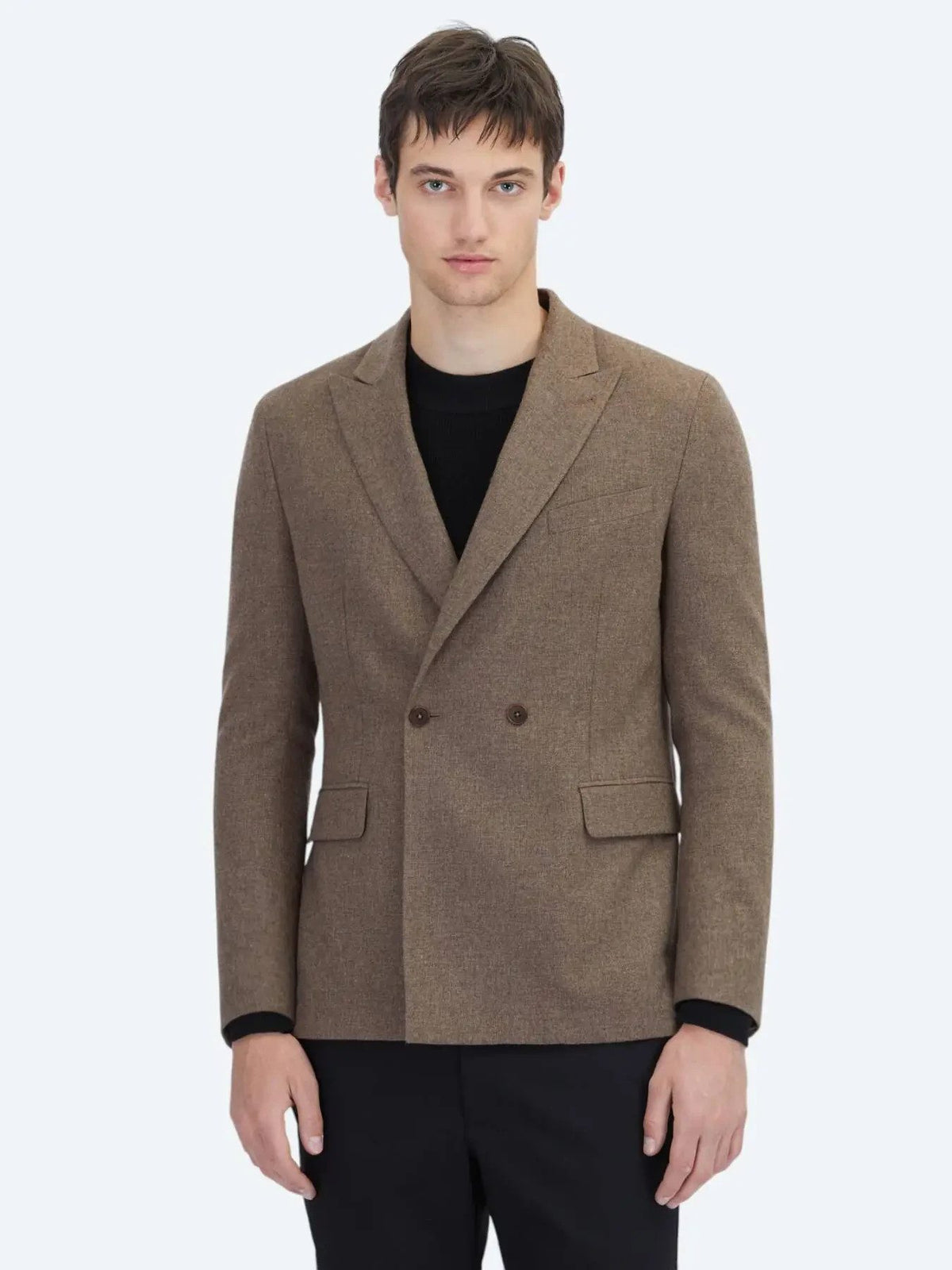 Braune Modern Fit Wollmischungsjacke