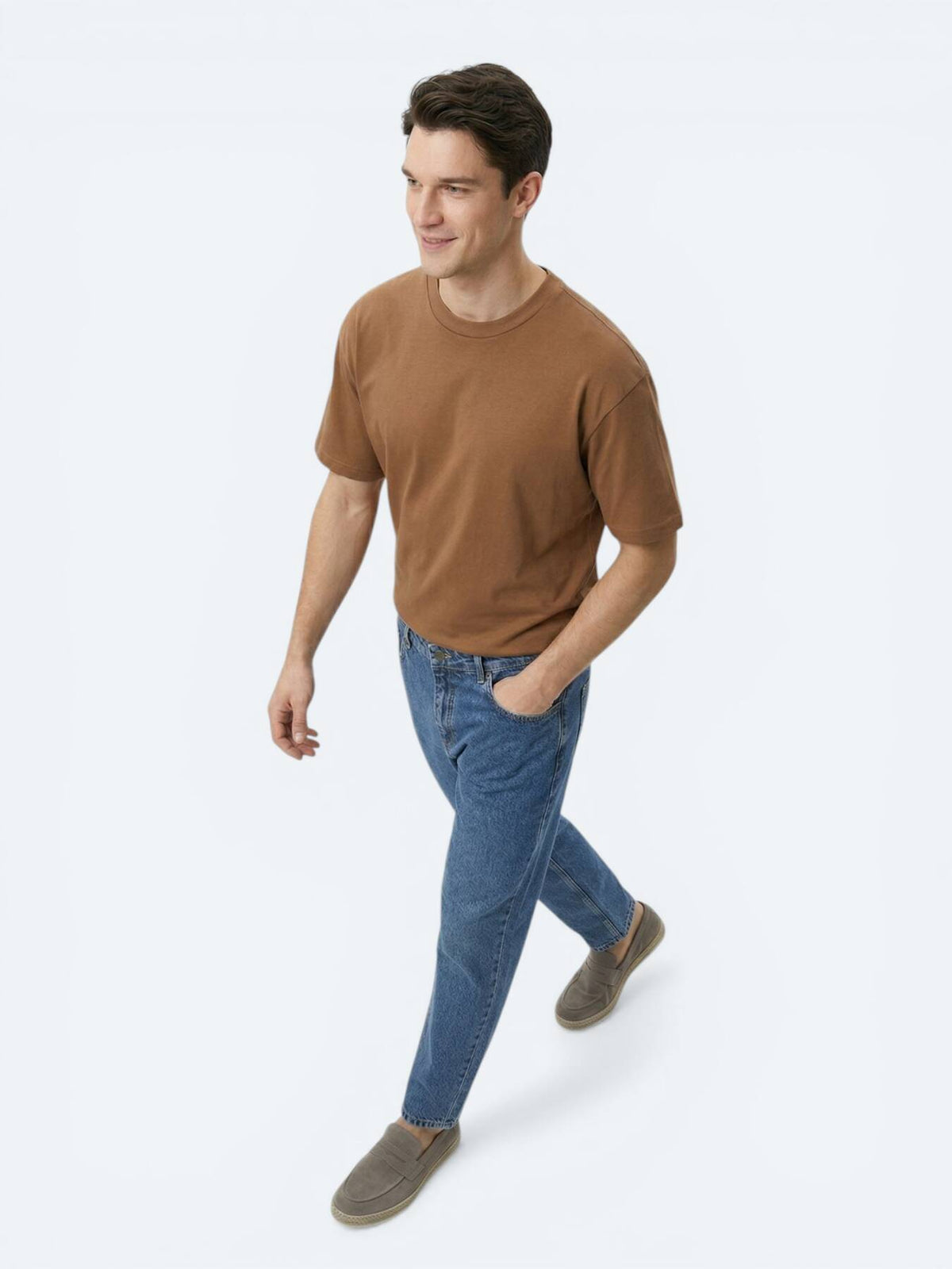 Braunes schlichtes 100% Baumwoll-T-Shirt