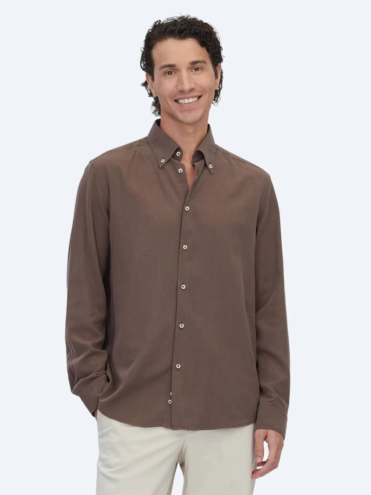 Braun Regular Fit Casual Baumwollhemd
