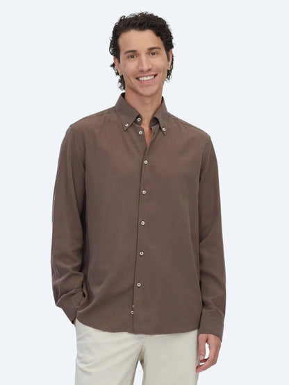 Braun Regular Fit Casual Baumwollhemd