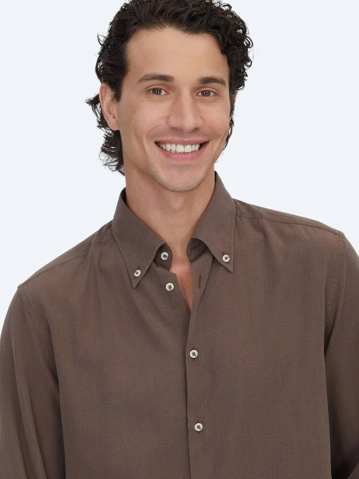 Braun Regular Fit Casual Baumwollhemd