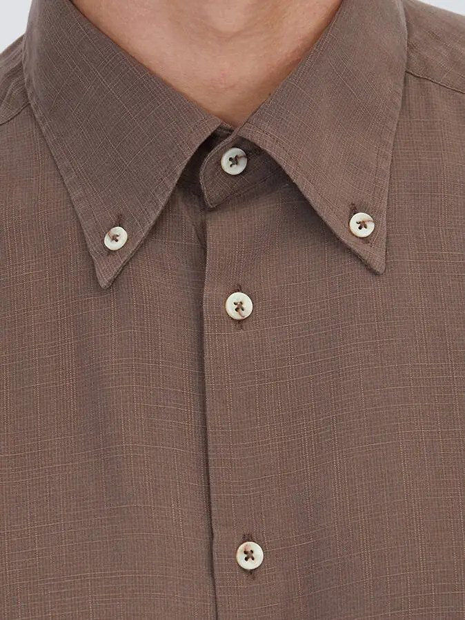 Braun Regular Fit Casual Baumwollhemd