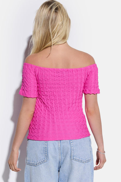 schulterfreie Bluse aus Crêpe-Stoff