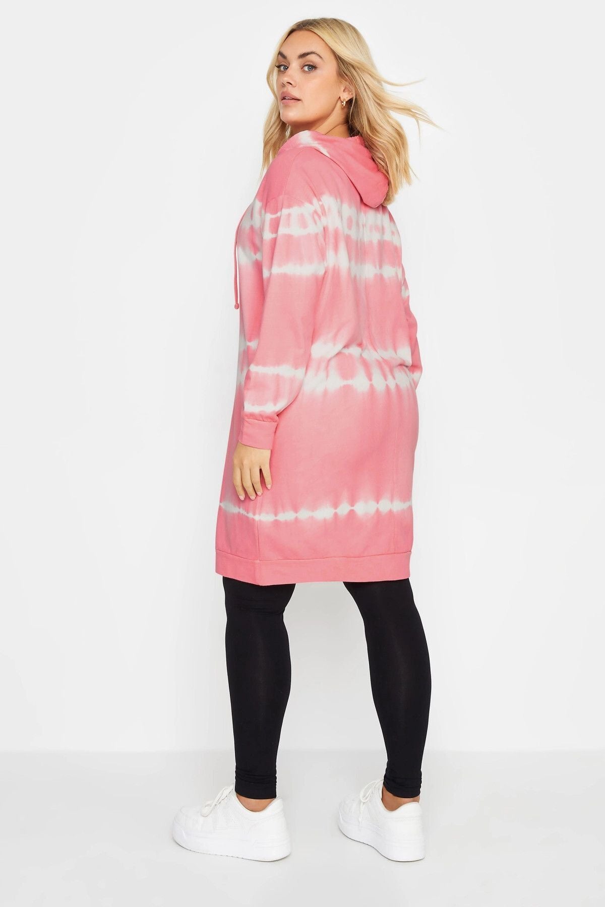 Kapuzenpullover mit Batikmuster in Übergröße, lange Passform und Taschen
