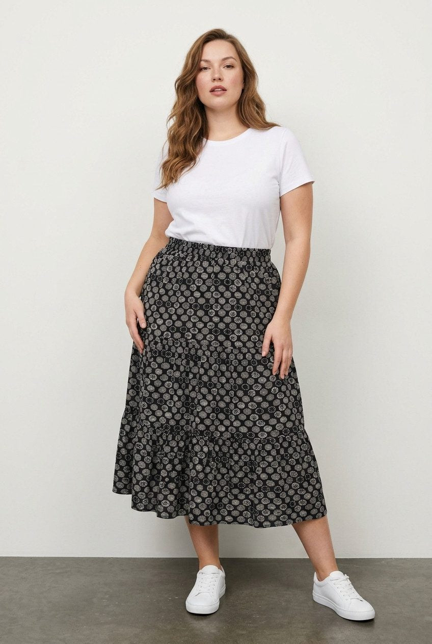 Plus Size Elastischer Faltenrock
