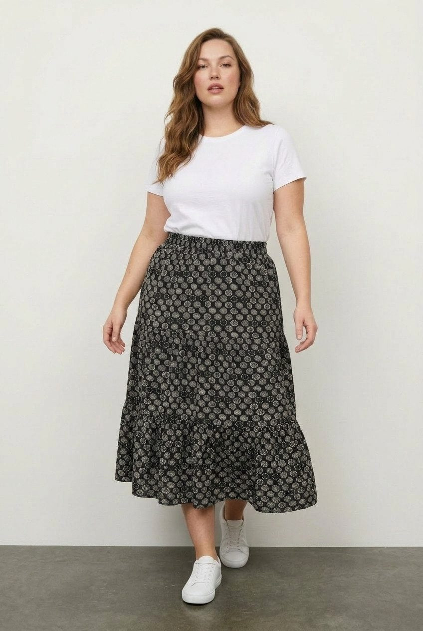 Plus Size Elastischer Faltenrock