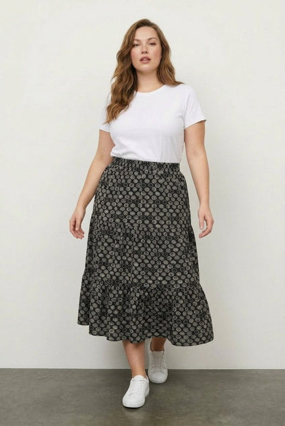 Plus Size Elastischer Faltenrock