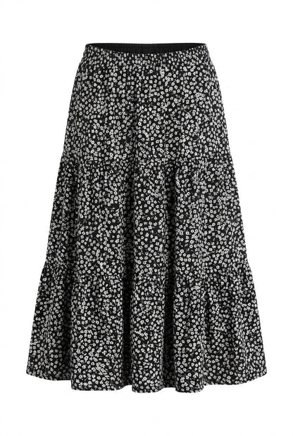 Plus Size Elastischer Bund Faltenrock Blumen
