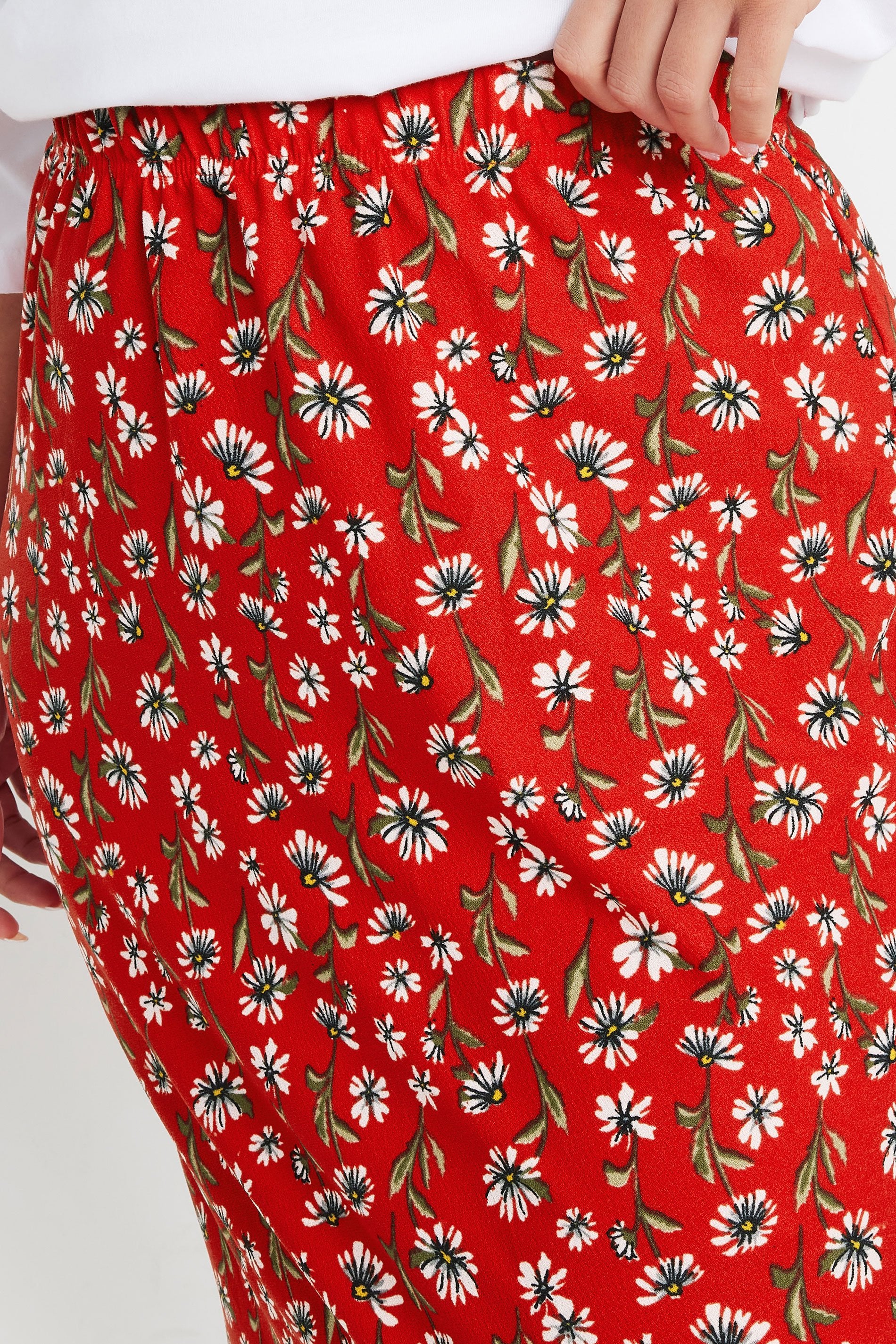 Langer Rock in Übergröße mit elastischem Bund, Blumenmuster, ohne Taschen