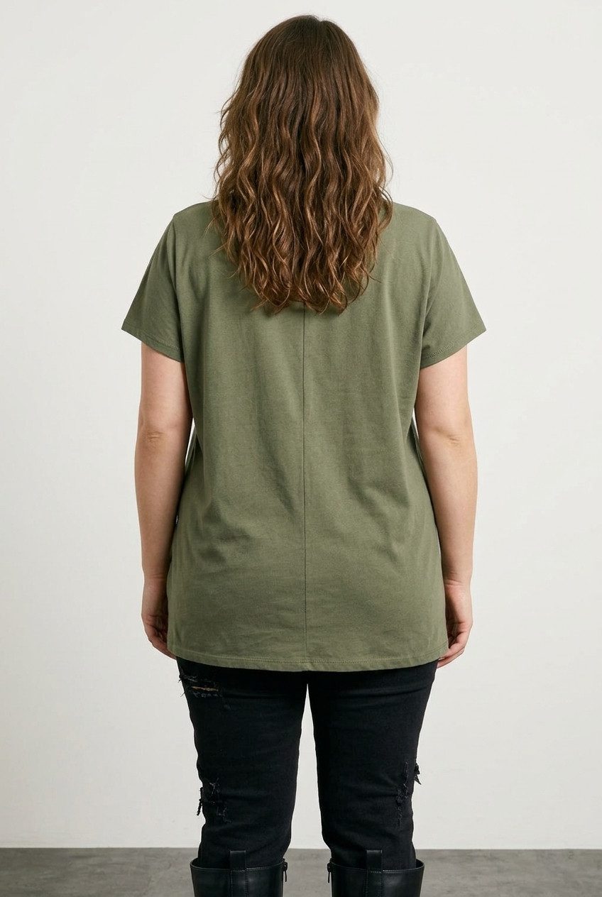 Plus Size Kurzarm T-Shirt mit Ausschnitt