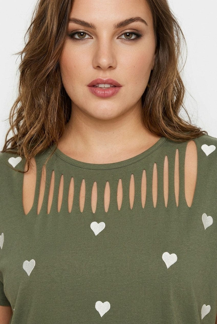Plus Size Kurzarm T-Shirt mit Ausschnitt