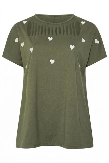 Plus Size Kurzarm T-Shirt mit Ausschnitt