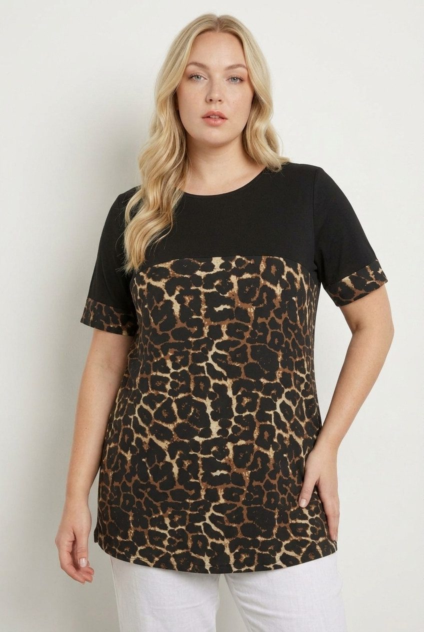 Große Größen Leopardenmuster T-Shirt