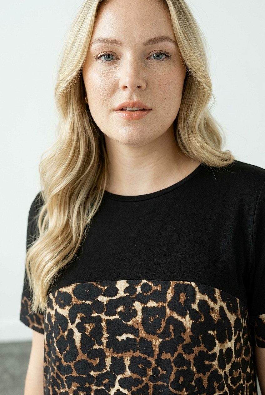 Große Größen Leopardenmuster T-Shirt