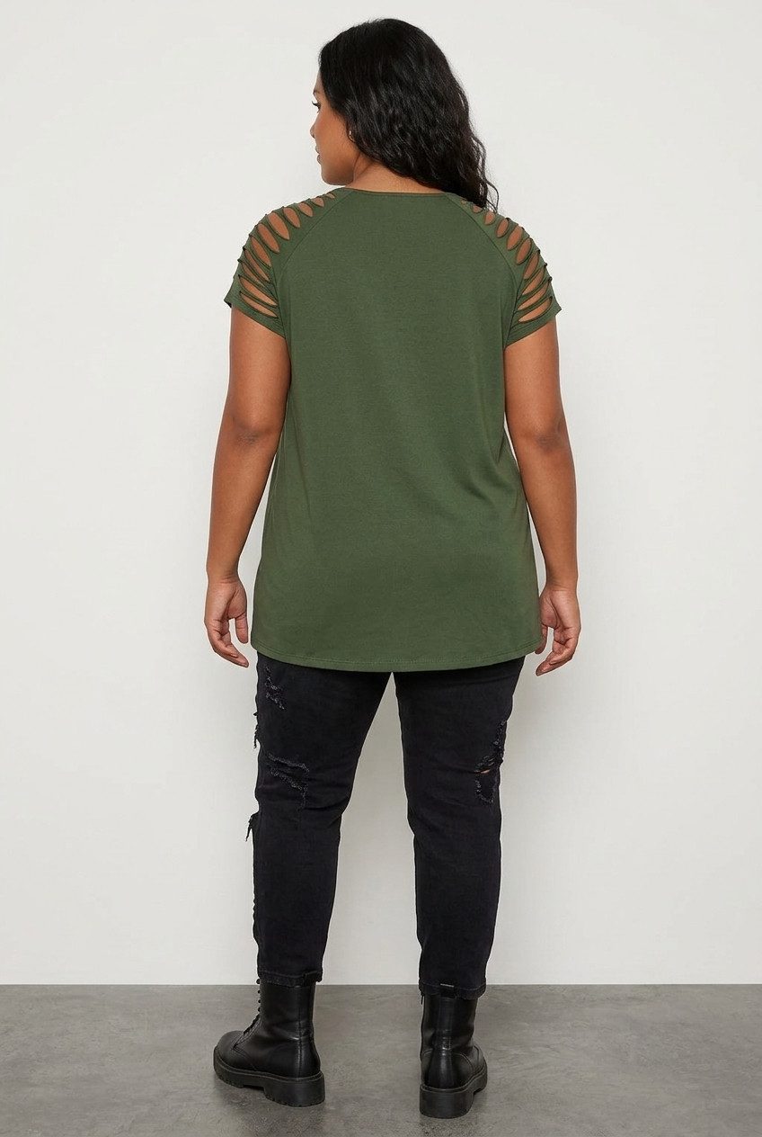 Plus Size Totenkopf Druck T-Shirt mit Detail