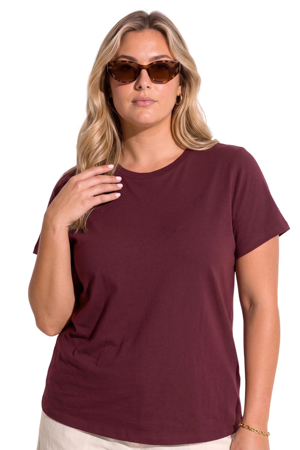 Übergrößen Baumwoll Rundhals T-Shirt
