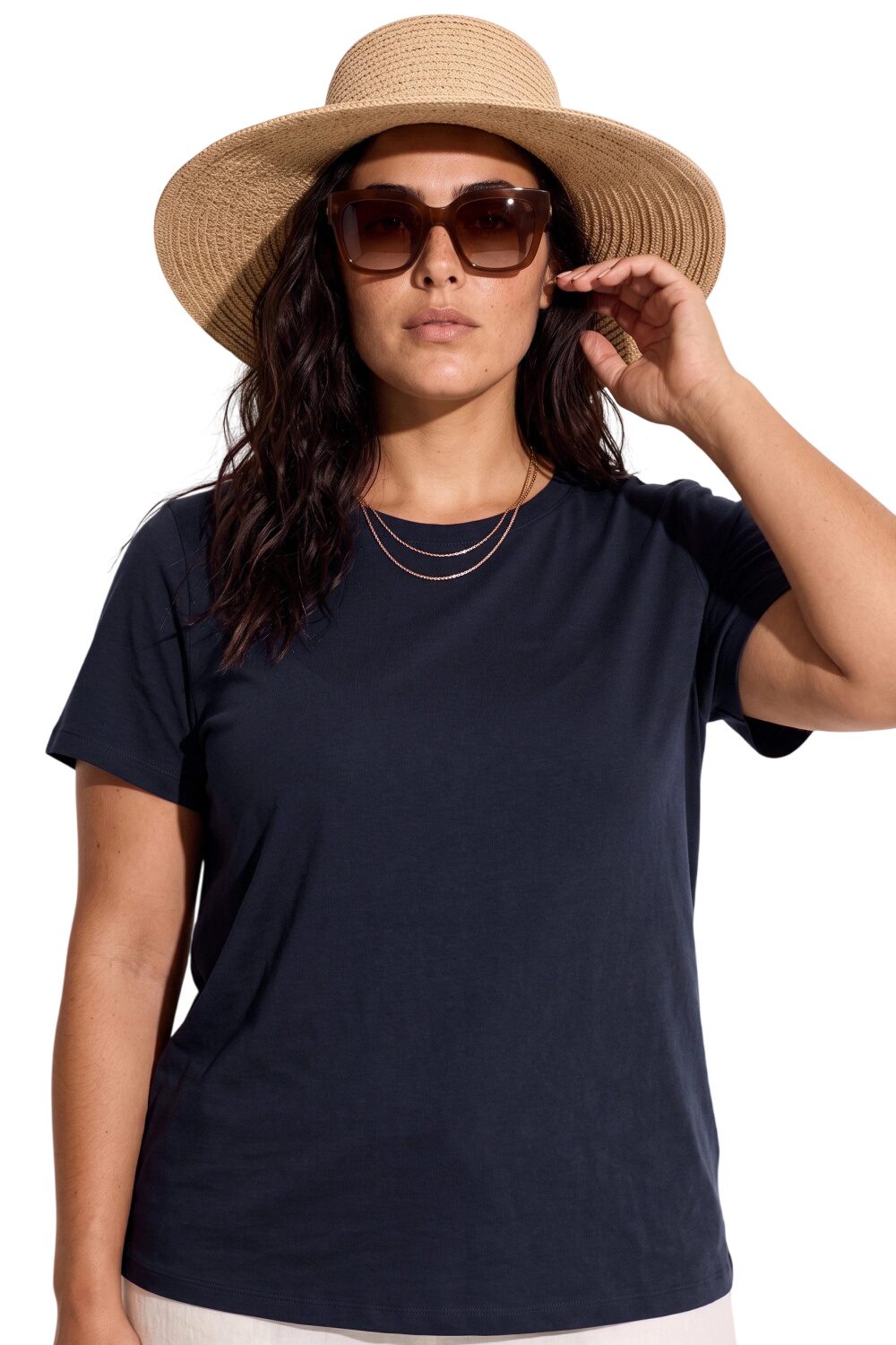 Übergrößen Baumwoll Rundhals T-Shirt