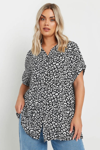 Plus Size Loose Fit Gemustertes Hemd