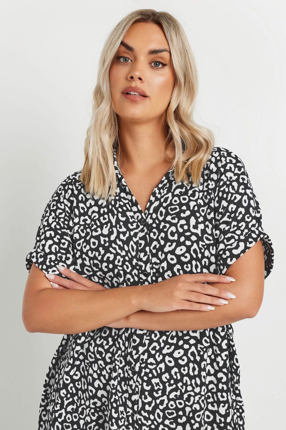 Plus Size Loose Fit Gemustertes Hemd