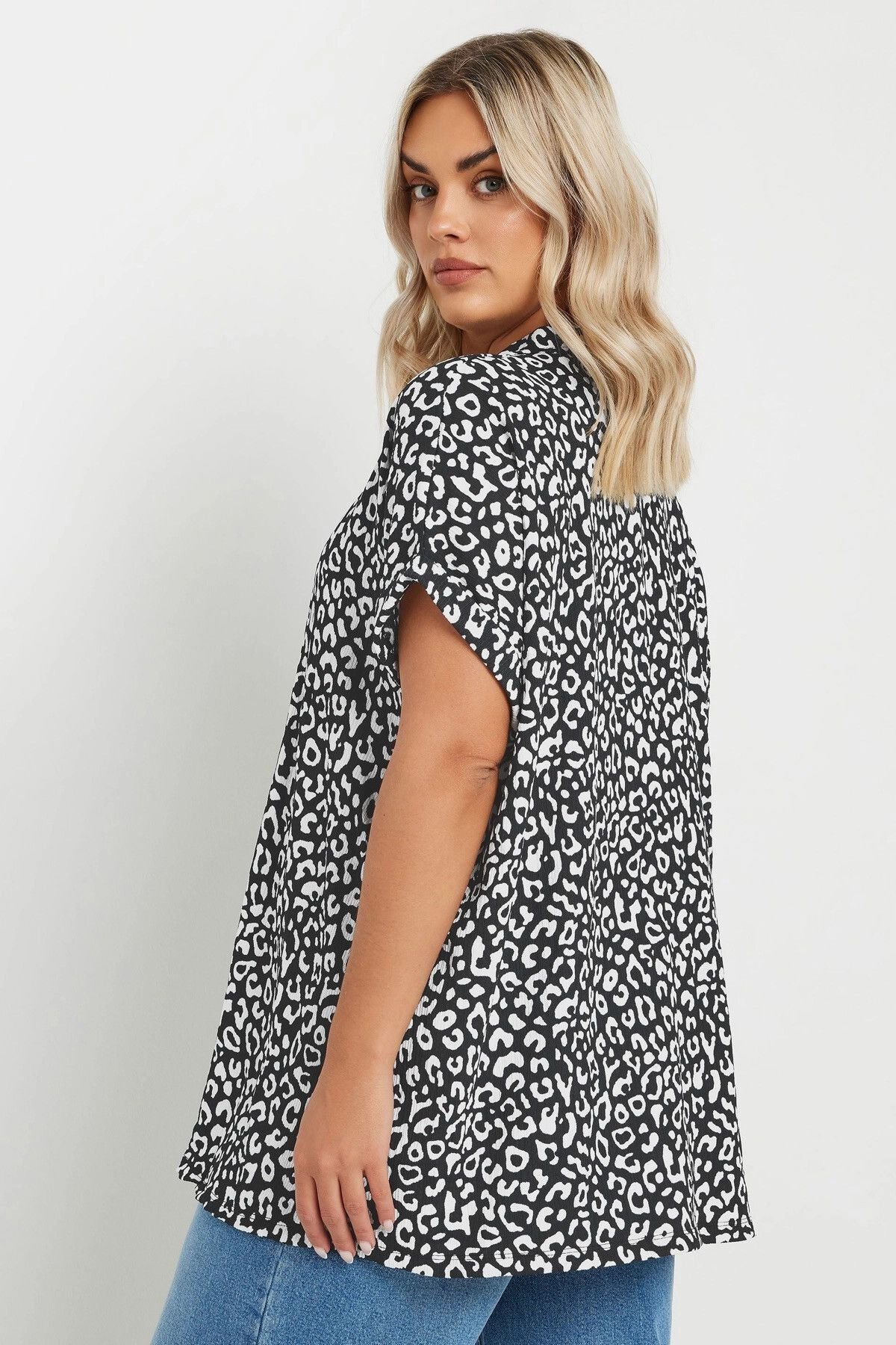 Plus Size Loose Fit Gemustertes Hemd