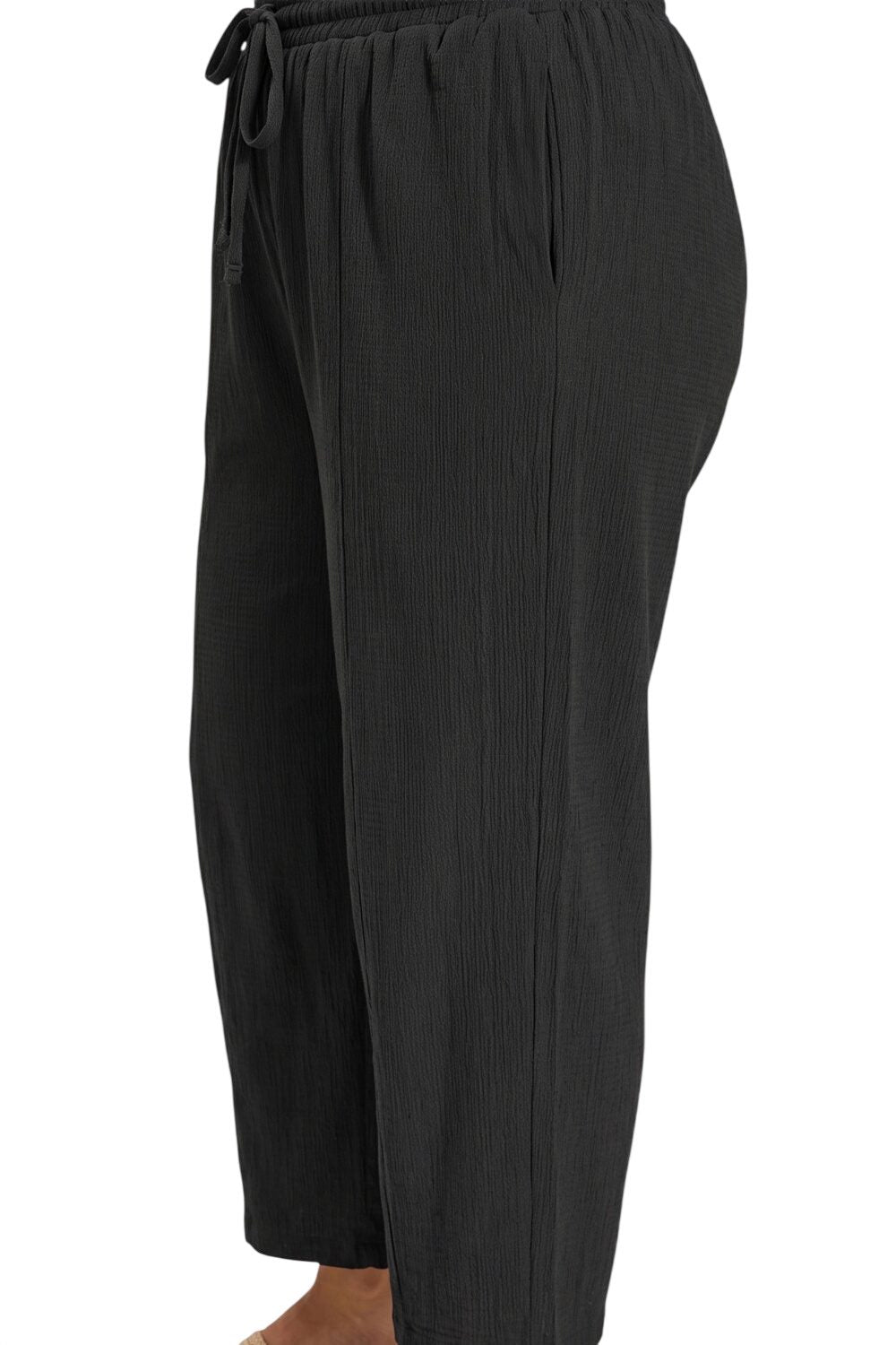 Plus Size Hochtaillierte Textilhose