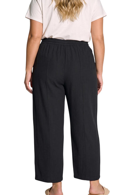 Plus Size Hochtaillierte Textilhose
