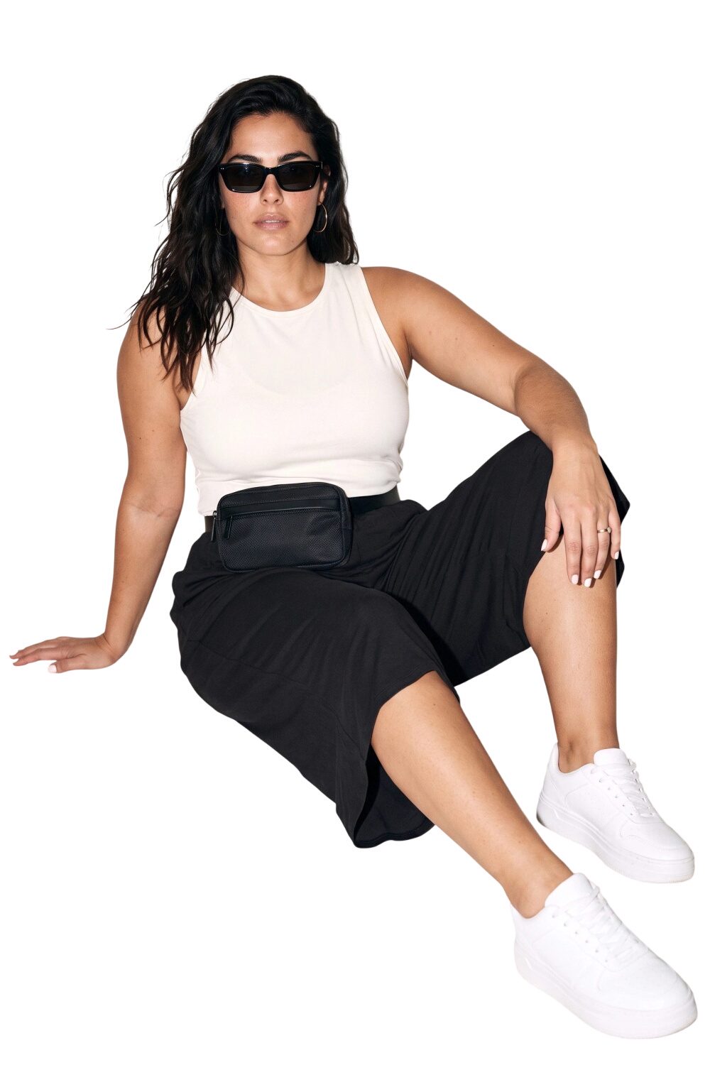 Plus Size Weite Capri-Hose mit Taschen