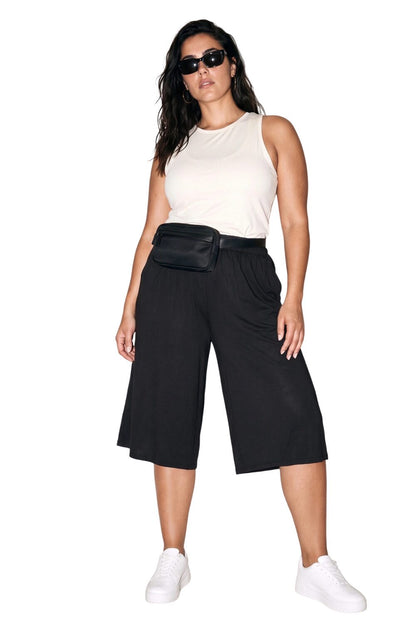 Plus Size Weite Capri-Hose mit Taschen