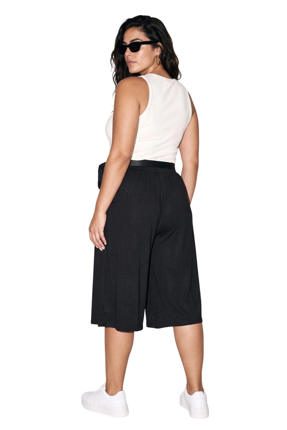 Plus Size Weite Capri-Hose mit Taschen