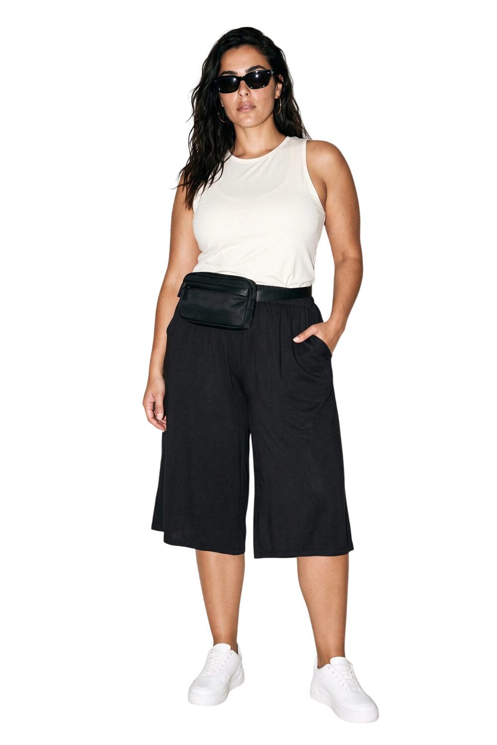 Plus Size Weite Capri-Hose mit Taschen