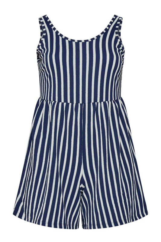 Plus Size Gestreifter Mini-Overall