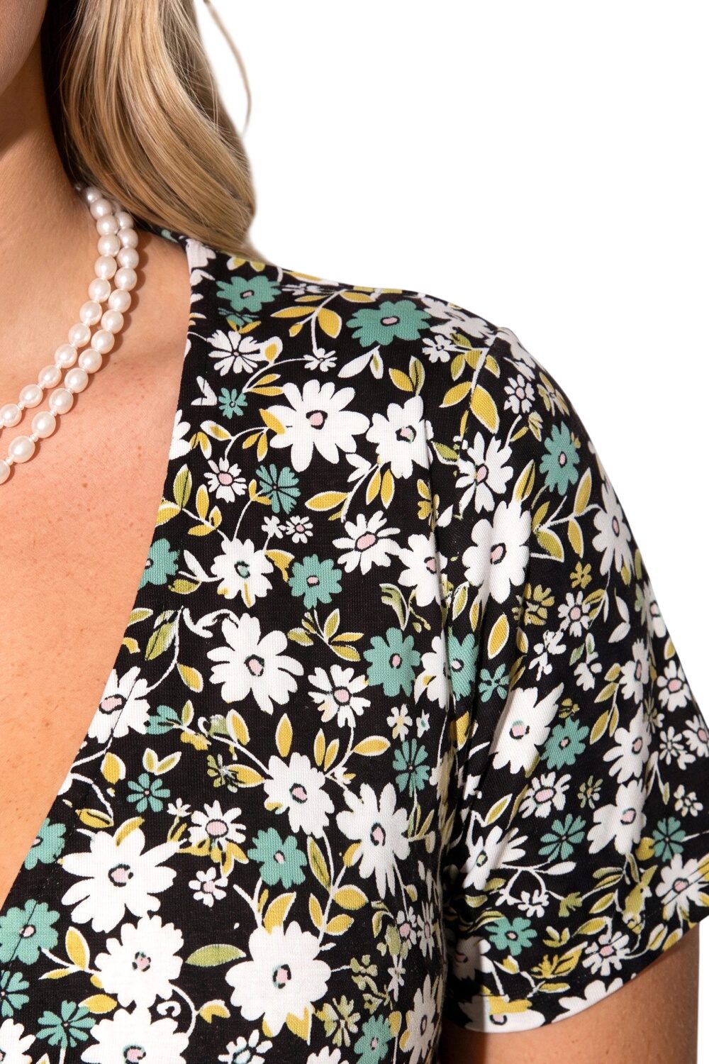 Plus Size Gemustertes V-Ausschnitt Maxikleid
