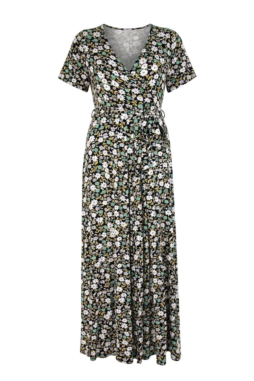 Plus Size Gemustertes V-Ausschnitt Maxikleid