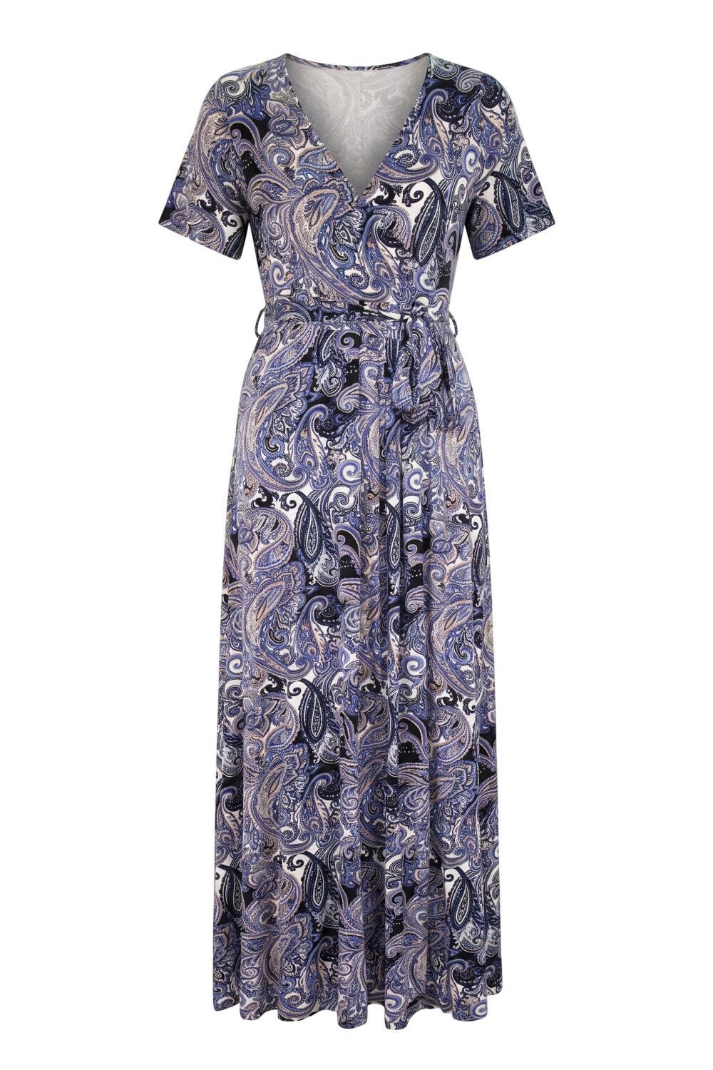 Plus-Size Gemustertes Wickel-Maxi-Kleid