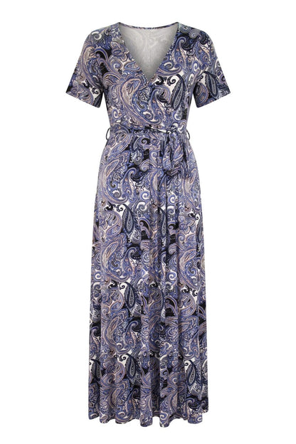 Plus-Size Gemustertes Wickel-Maxi-Kleid