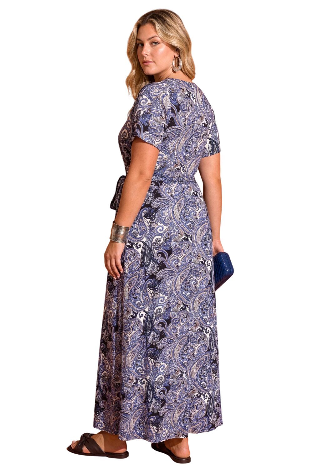 Plus-Size Gemustertes Wickel-Maxi-Kleid