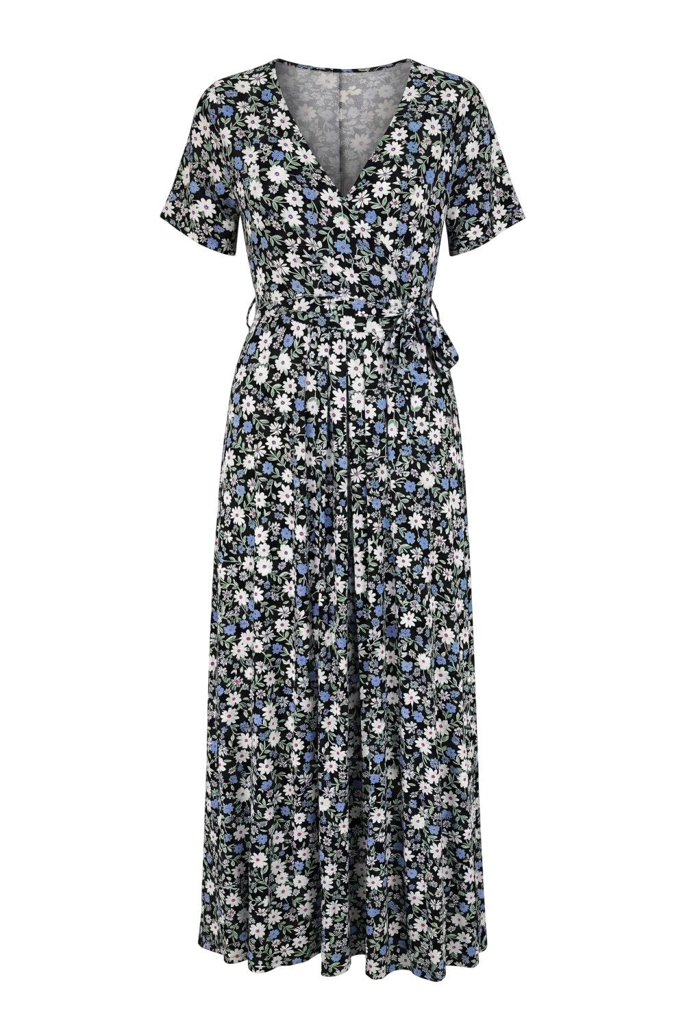 Plus-Size Gemustertes Wickel-Maxi-Kleid