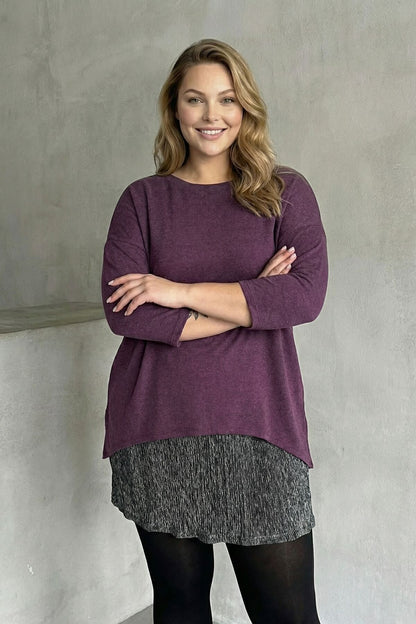 Rock in Übergröße mit Tülldetails, langärmelige, dünne Bluse