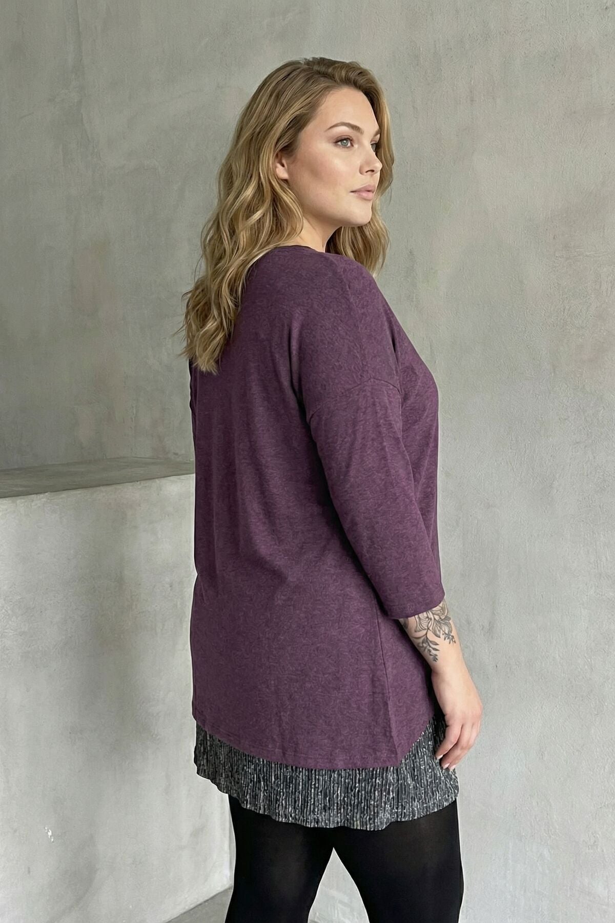 Rock in Übergröße mit Tülldetails, langärmelige, dünne Bluse