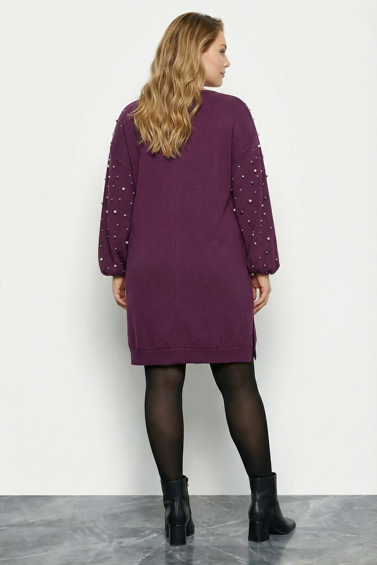 Plus-Size Perlen- und Stein-Kleid