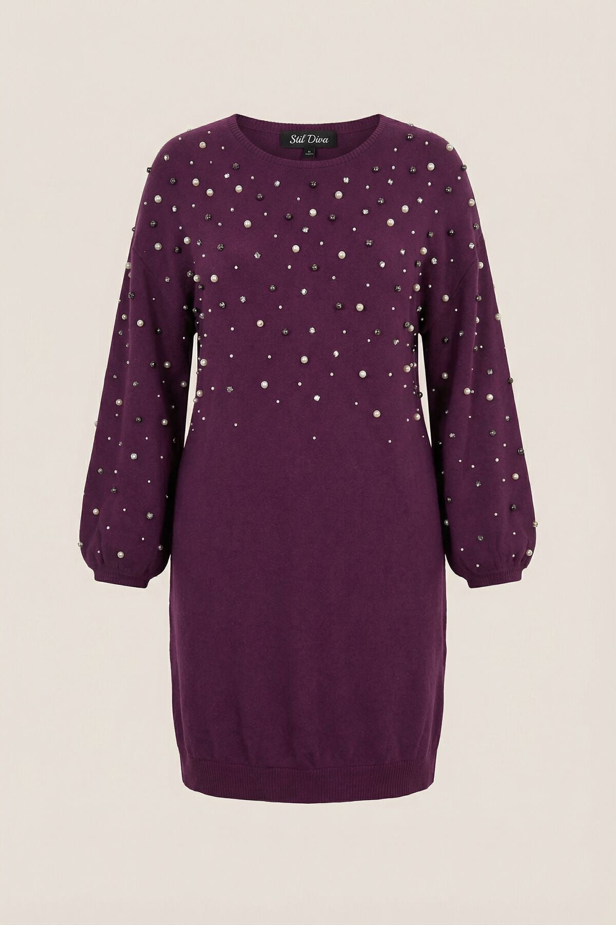Plus-Size Perlen- und Stein-Kleid